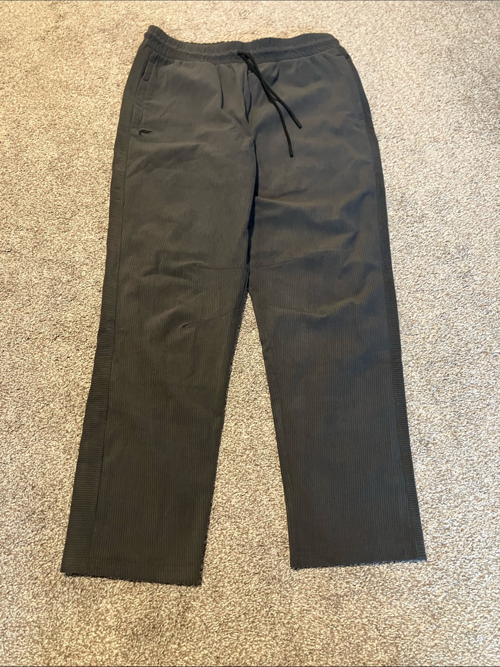 FABLETICS THE CLUB CORD CORDUROY ELASTIC WAISTBAND GRAY PANTS SIZE L